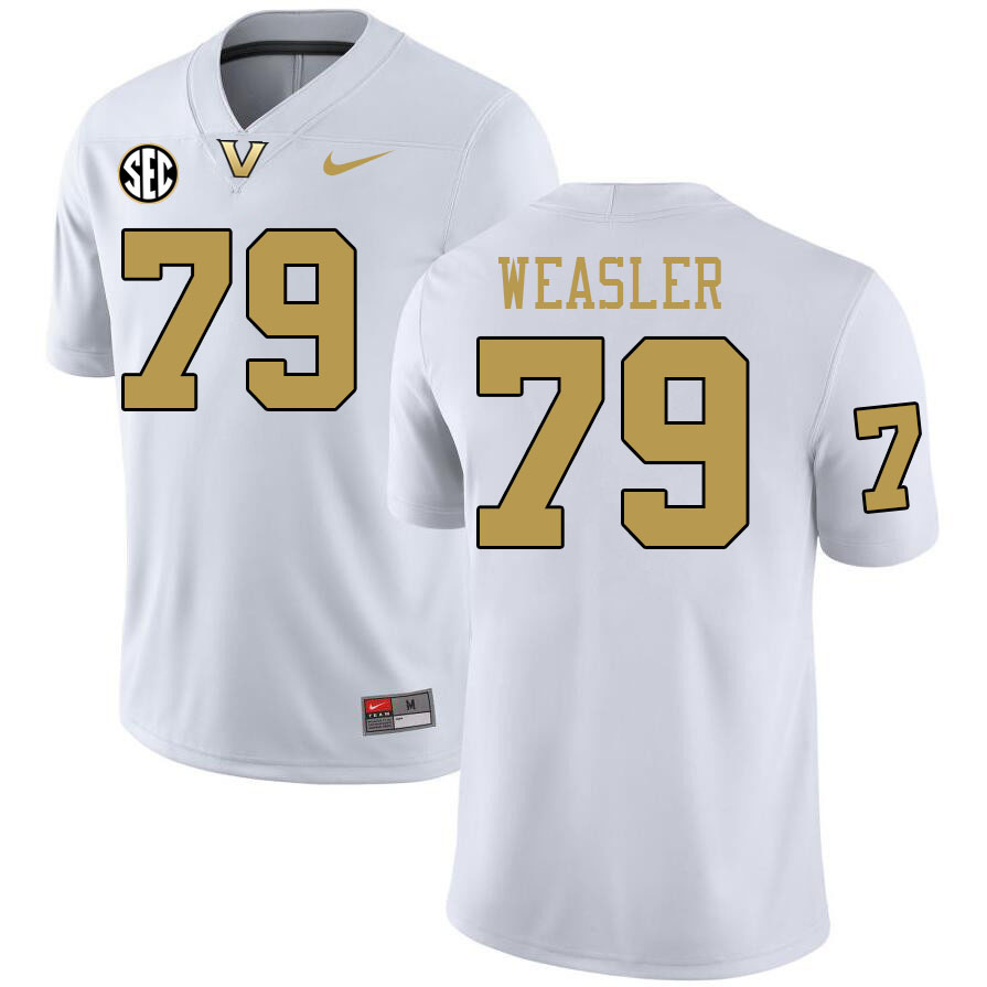 Vanderbilt Commodores #79 Conor Weasler College Football Jerseys 2024 Uniforms Stitched-White